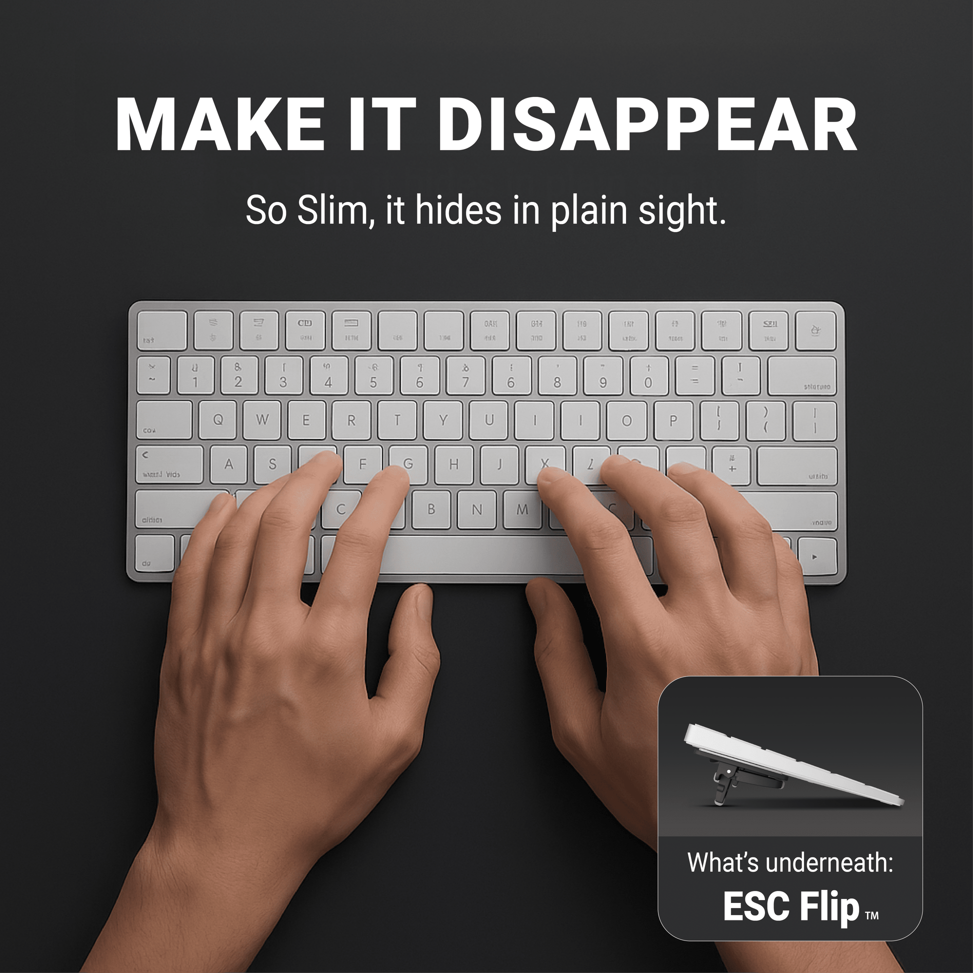 ESC Flip Computer Keyboard Stand for Desktop, Tilted Keyboard Riser and Laptop Stand with 3 Adjustable Angles for Ergonomic Typing, Keyboard Accessories for Offce, Home, & School, Fits Most Keyboards