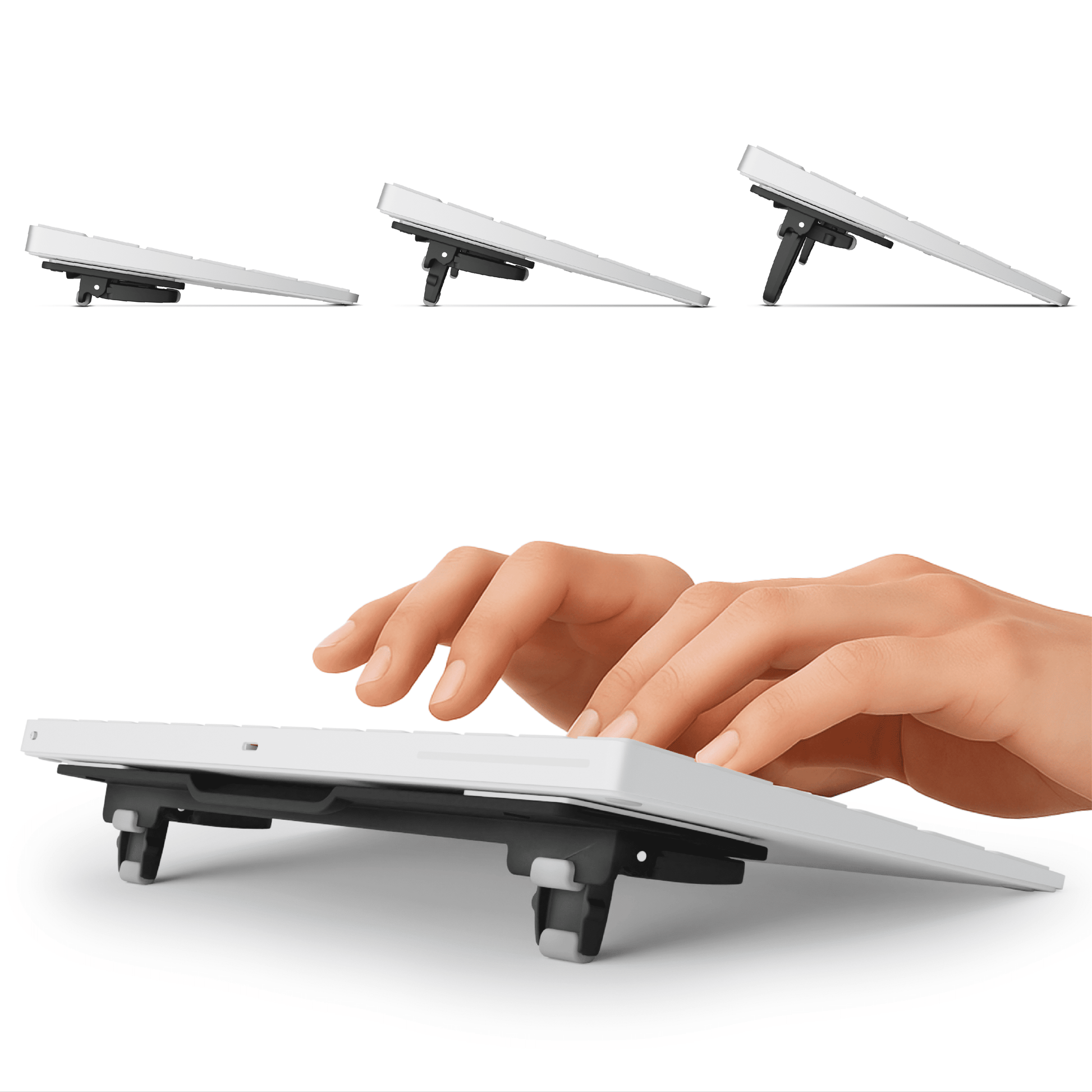 ESC Flip Computer Keyboard Stand for Desktop, Tilted Keyboard Riser and Laptop Stand with 3 Adjustable Angles for Ergonomic Typing, Keyboard Accessories for Offce, Home, & School, Fits Most Keyboards