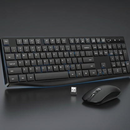 Wireless Keyboard and Mouse Combo, 104 Full-Size Adjustable Keyboard with Battery Indicator, Compact Computer Keyboard, Silent Mouse, 3 DPI, Easy to Use, for Windows, Chrome, Laptop, Computer